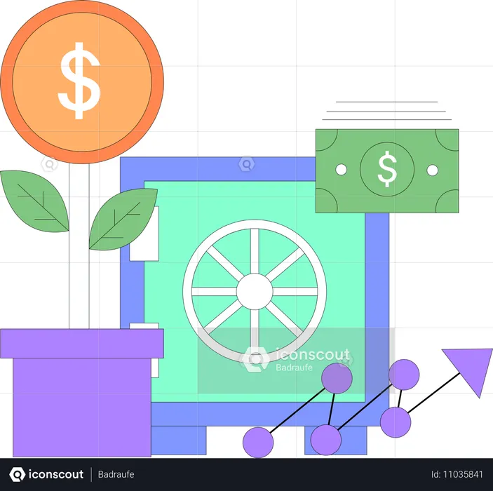 Croissance de l'entreprise grâce au coffre-fort  Illustration