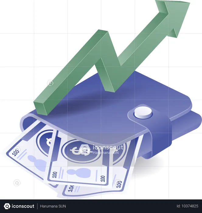 Croissance de l'argent dans le portefeuille  Illustration