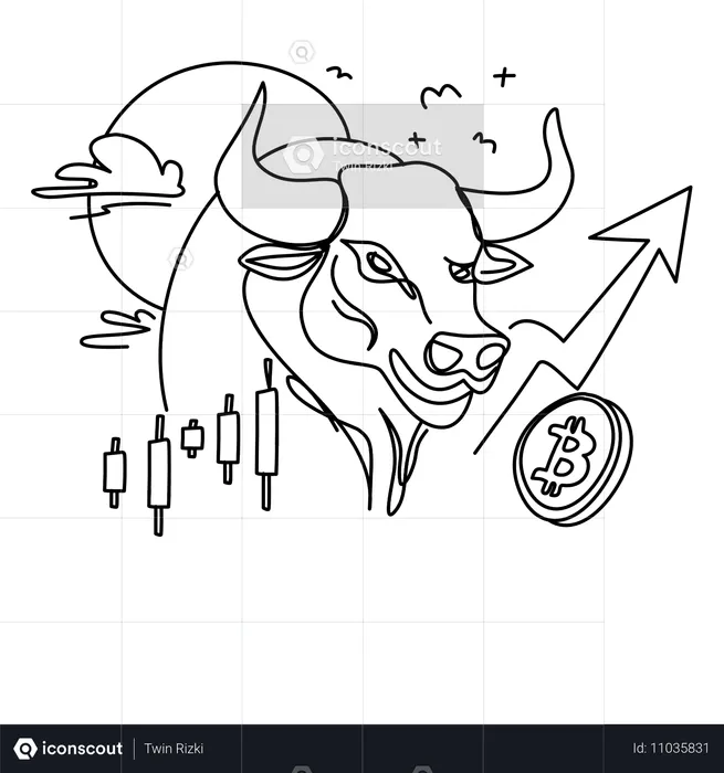 Croissance du Bitcoin sur un marché haussier  Illustration