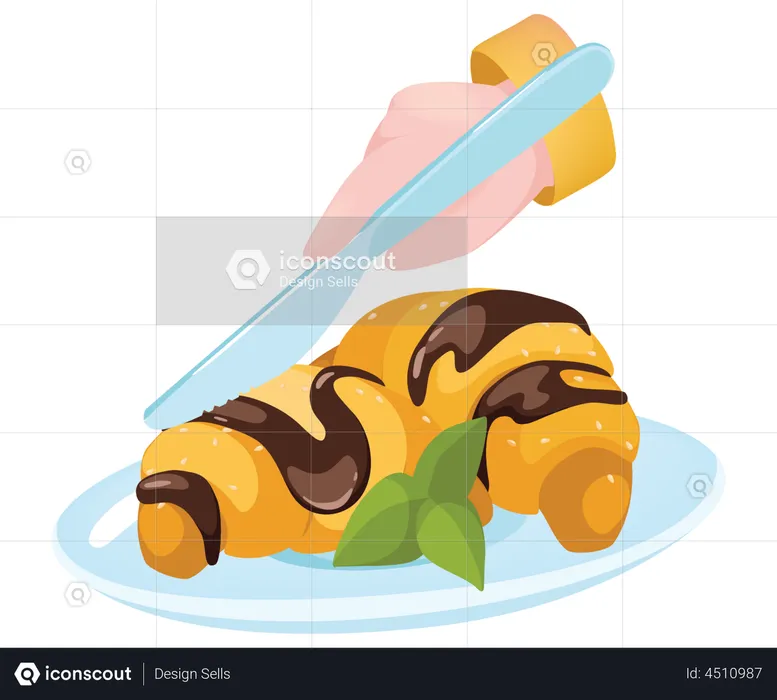 croissant and coffee clipart animated