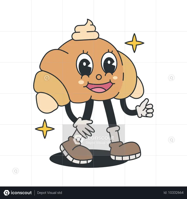 Croissant character showing thumbs up  Illustration