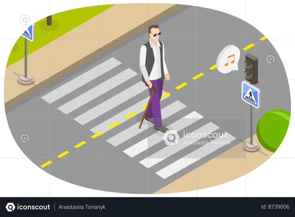 Crosswalk For Blind People  Illustration