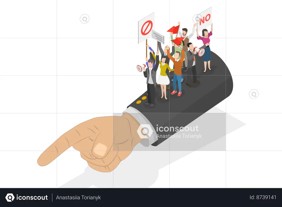Crowd of Protesting People  Illustration