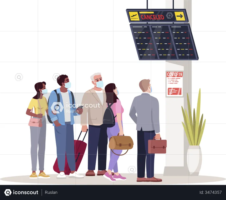 Crowd waiting for flight onboarding  Illustration