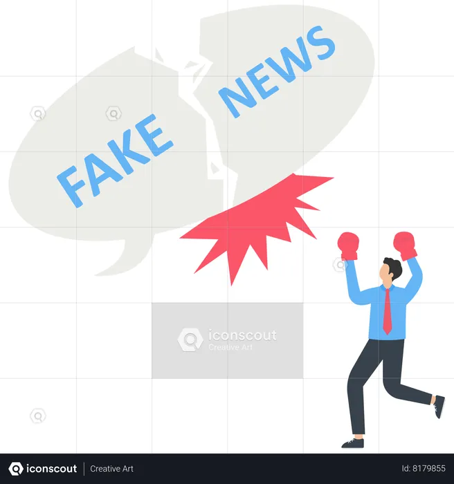 Crush and stop the spread of fake news or untrue information on the Internet and media  Illustration