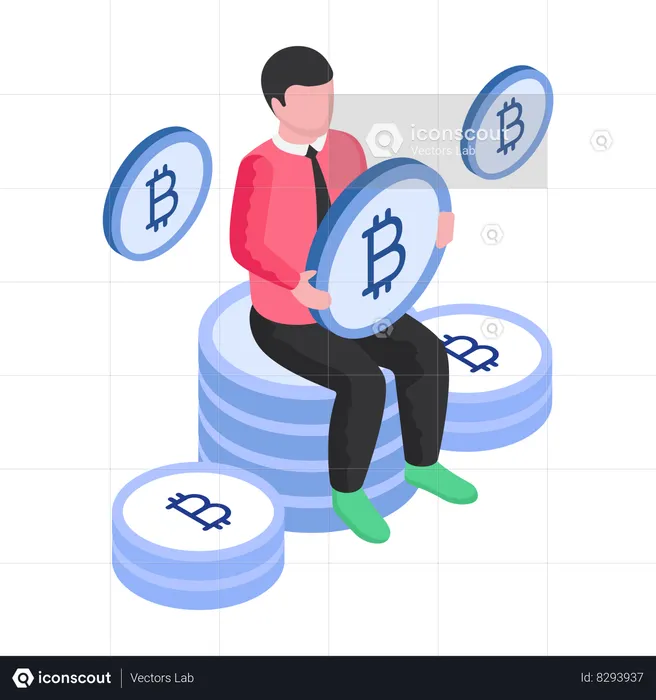 Crypto Bitcoin Millionaire  Illustration