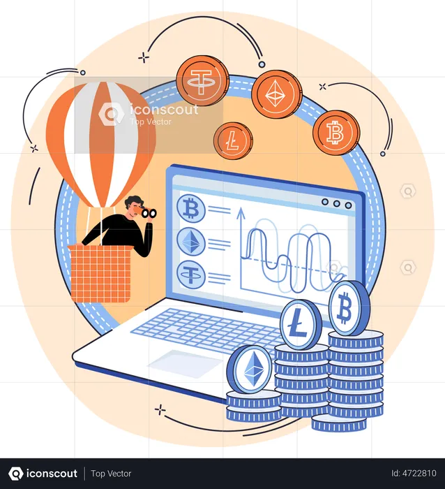 Crypto Digital technology analytics  Illustration