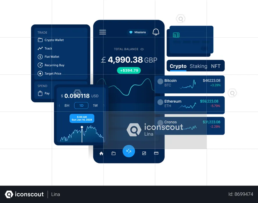 Application mobile d'échange de crypto-monnaie  Illustration