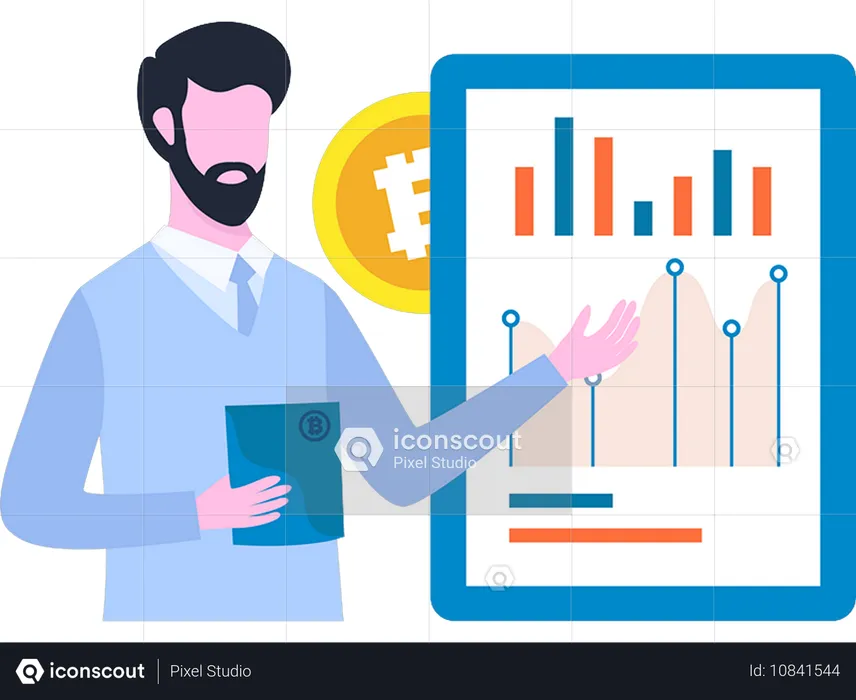 Crypto investor analysing graph  Illustration