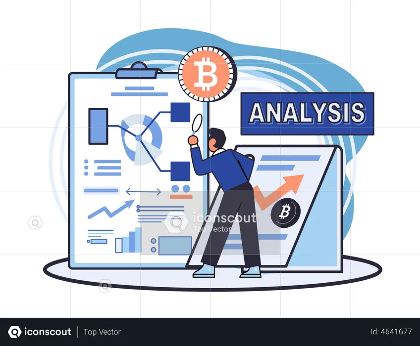 Crypto investor doing Statistical analysis  Illustration