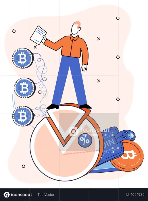 Crypto investor with analysis report  Illustration