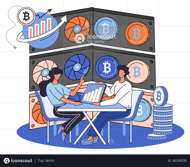 Un investisseur en crypto-monnaie analyse les ventes  Illustration