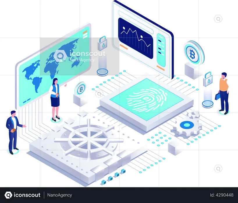 Cryptocurrencies Safe Lock  Illustration