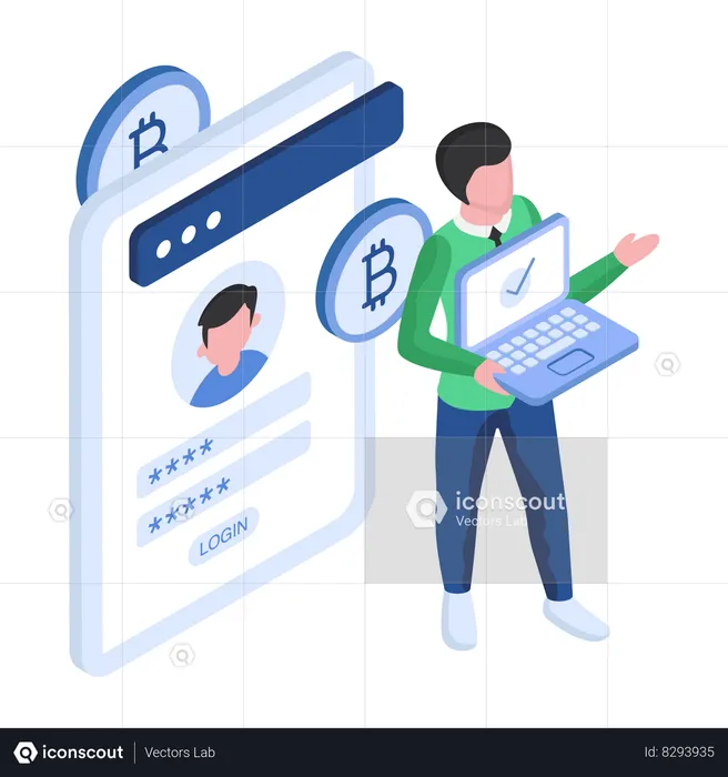 Cryptocurrency Bitcoin Login  Illustration