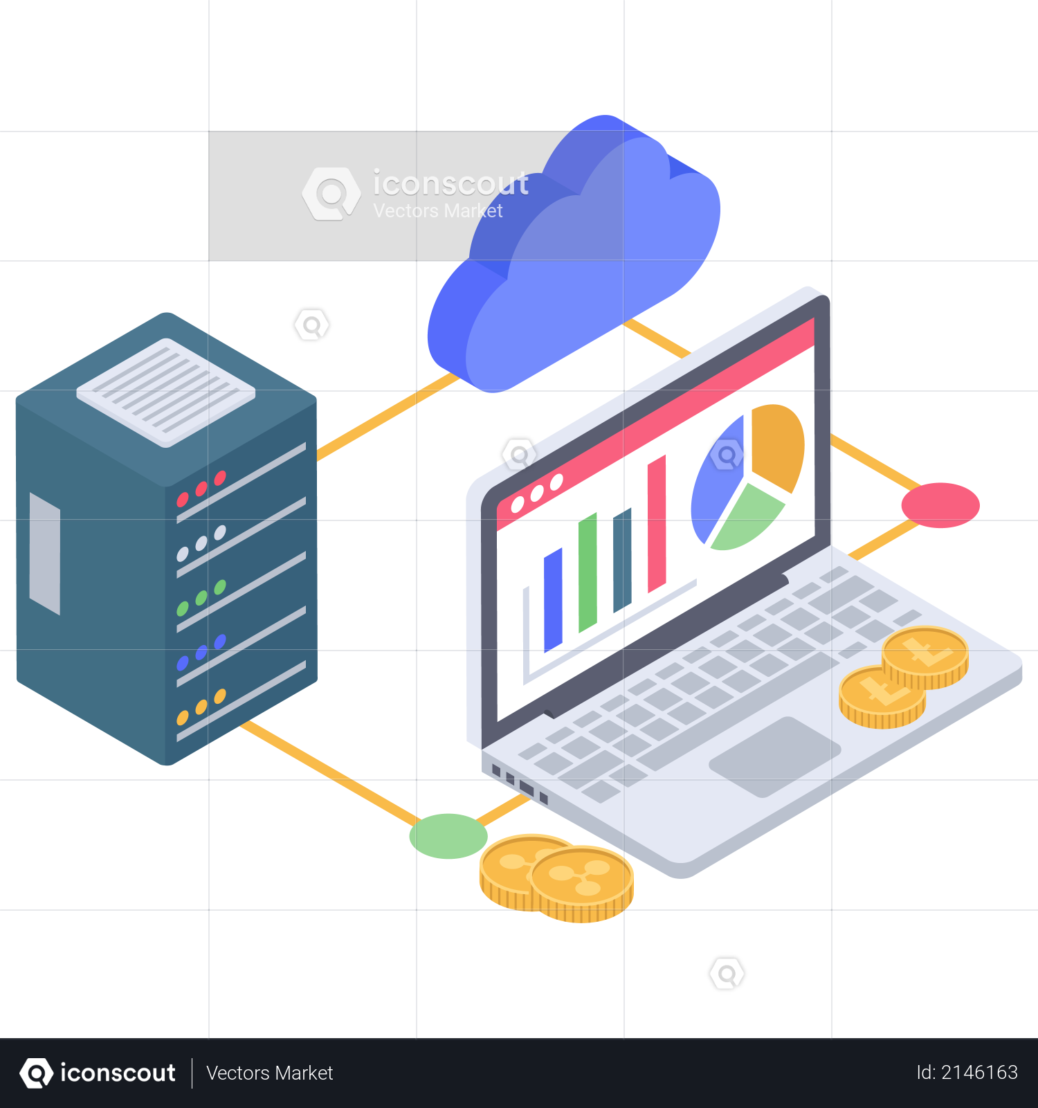 Cryptocurrency Cloud connection Illustration