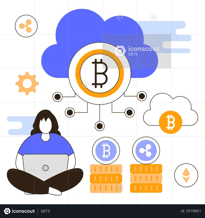 Cryptocurrency Cloud Mining  Illustration