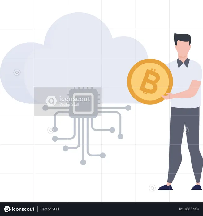 Cryptocurrency cloud mining  Illustration