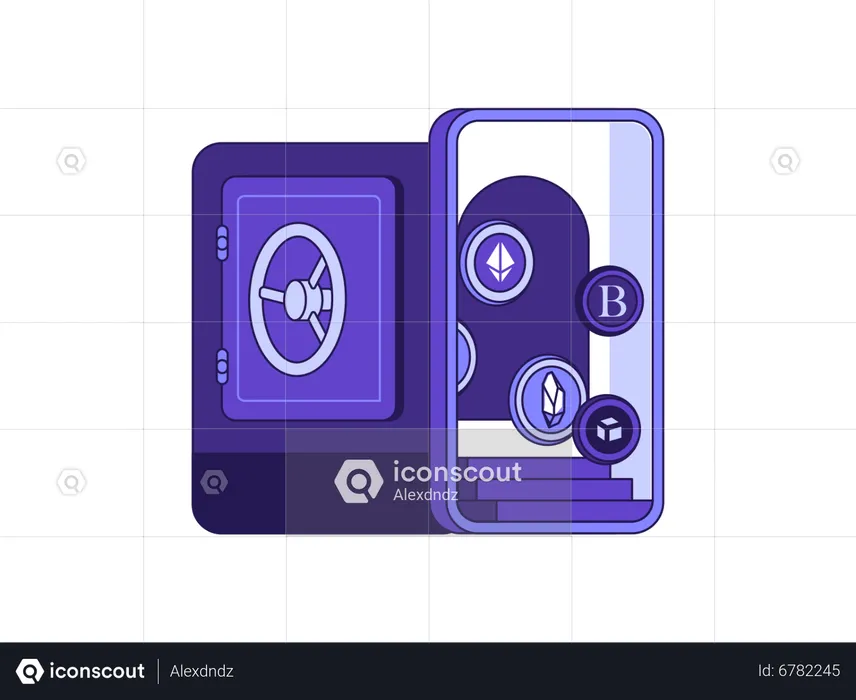 Cryptocurrency cold vault  Illustration