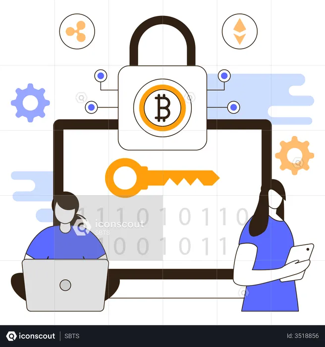 Cryptocurrency encryption  Illustration