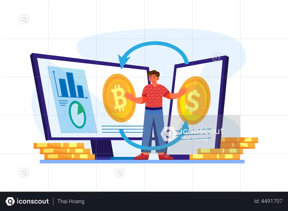 Cryptocurrency exchange  Illustration