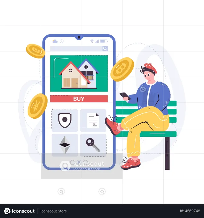 Cryptocurrency In Real Estate  Illustration
