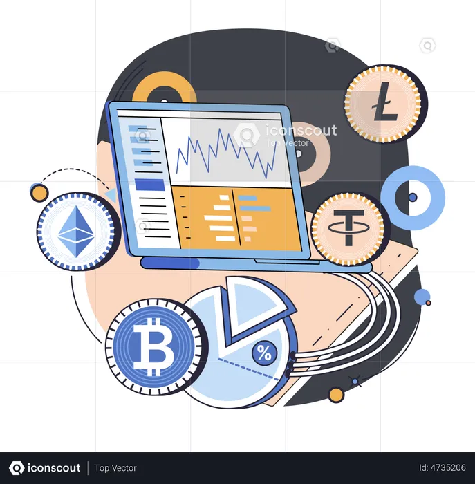 Cryptocurrency market trading  Illustration