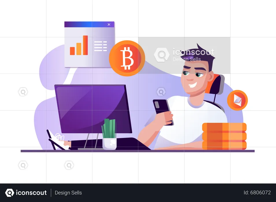 Cryptocurrency market trading  Illustration