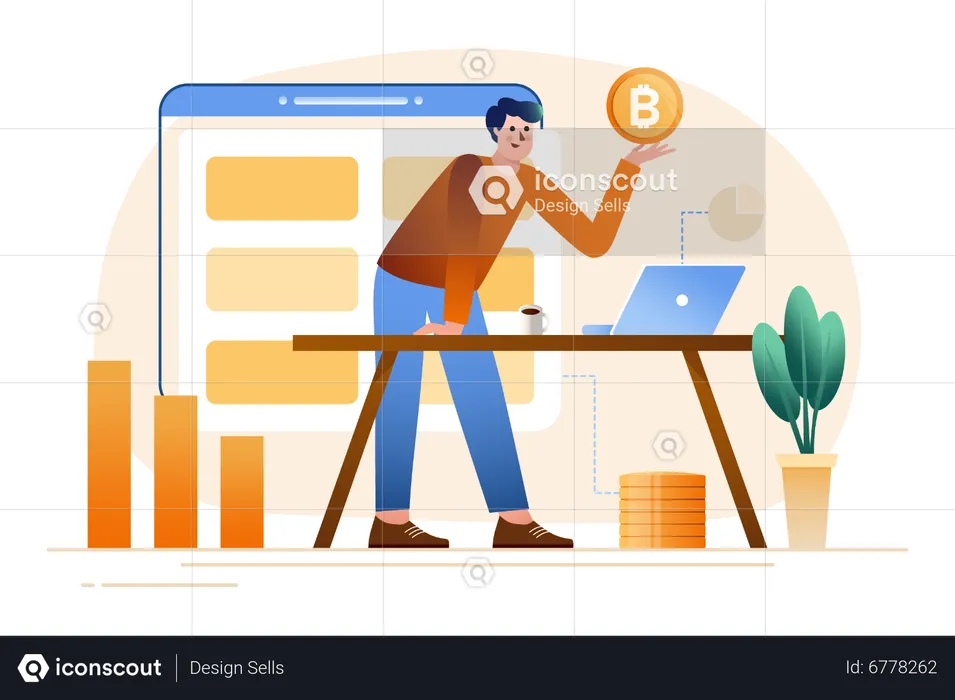 Cryptocurrency market trading  Illustration