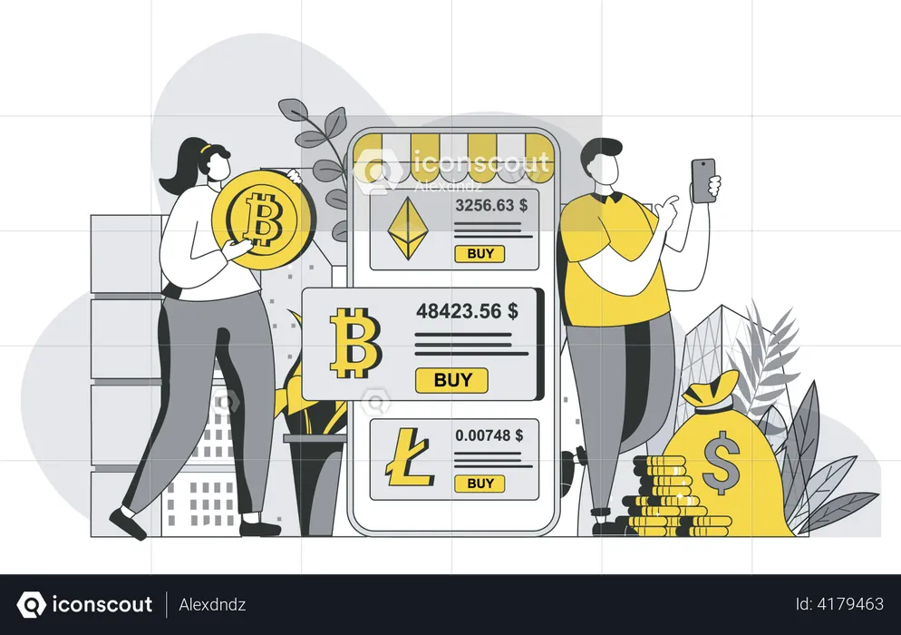 Cryptocurrency marketplace  Illustration