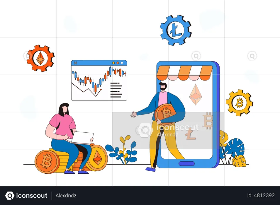 Cryptocurrency marketplace  Illustration