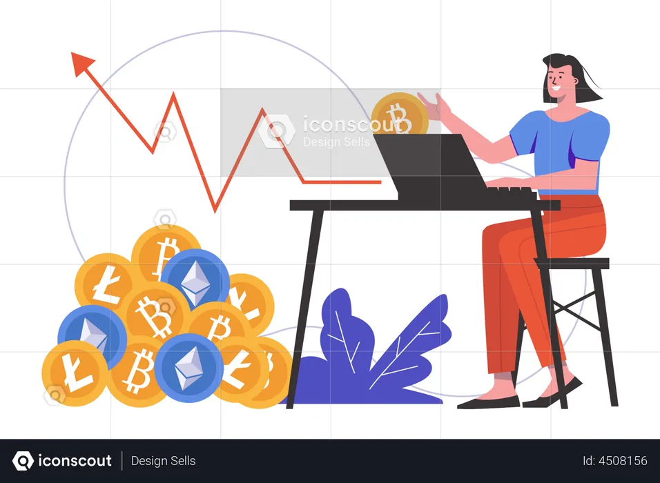 Cryptocurrency mining concept  Illustration