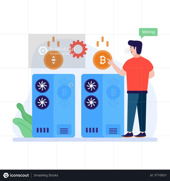 Cryptocurrency Mining System  Illustration