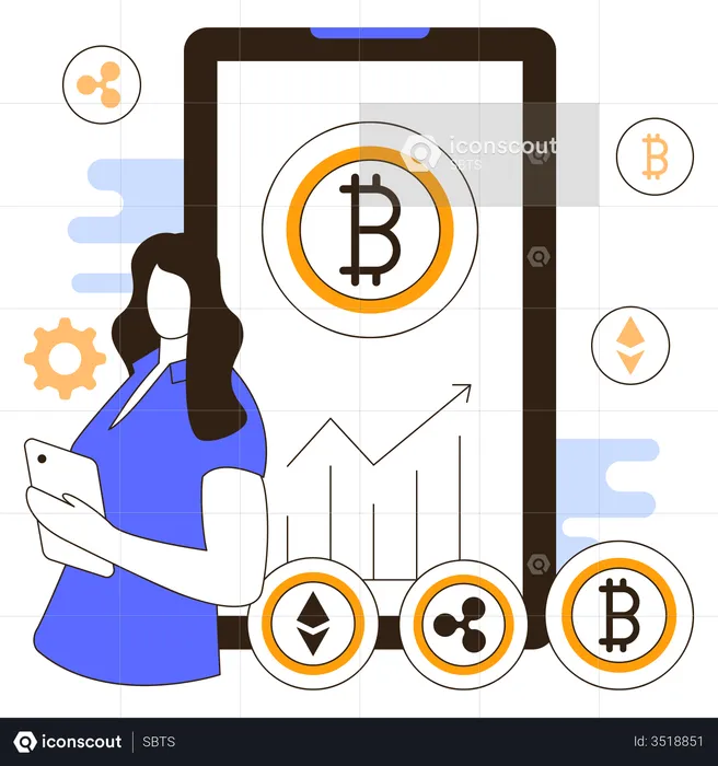 Cryptocurrency mobile app  Illustration