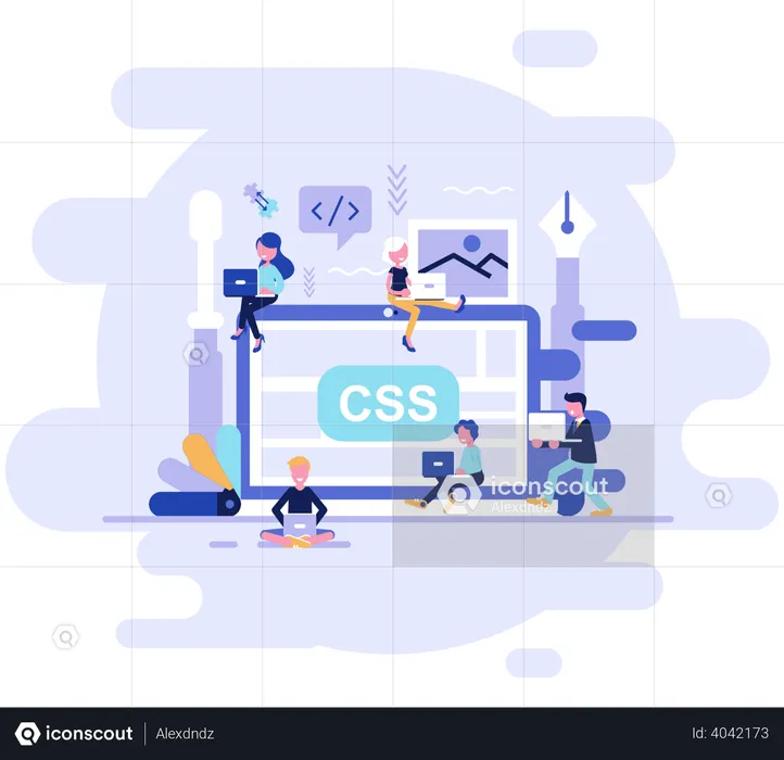 CSS Developers working on project  Illustration