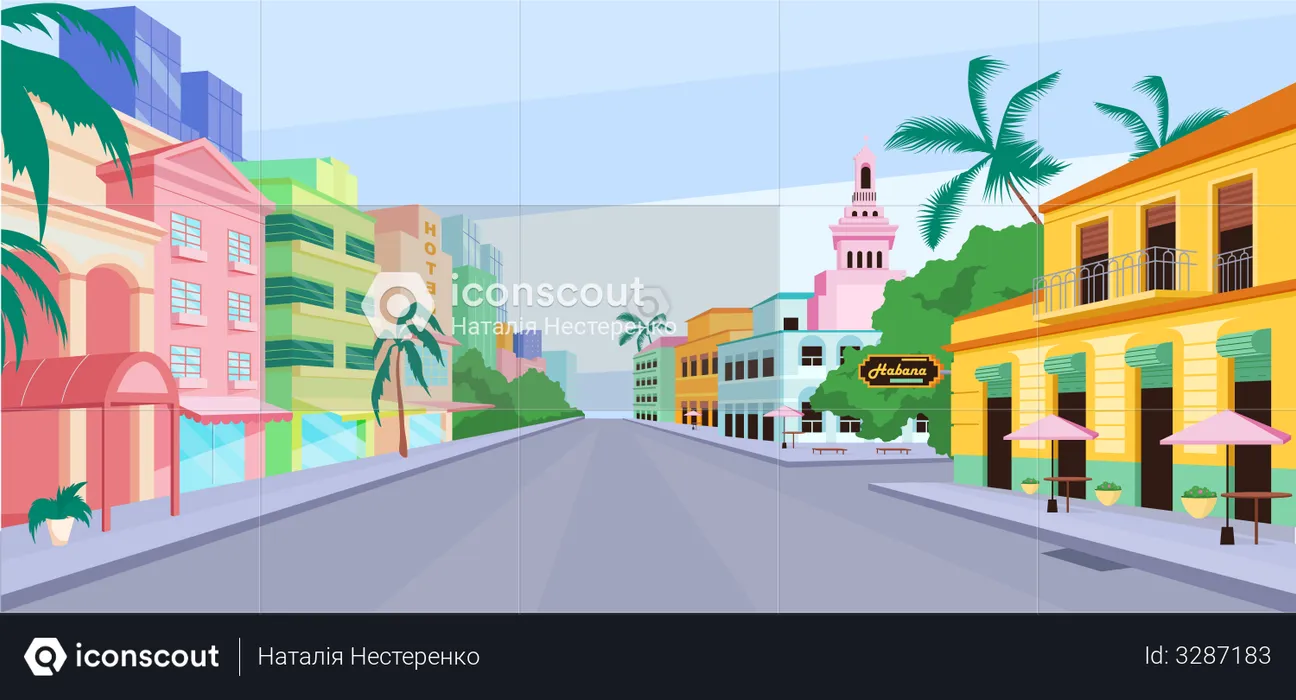 Cuba city life  Illustration