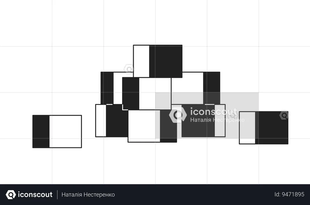 Cubes in kindergarten monochrome flat vector object  Illustration