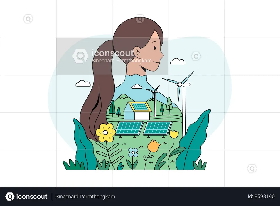 Cuidado ambiental energia verde  Ilustração