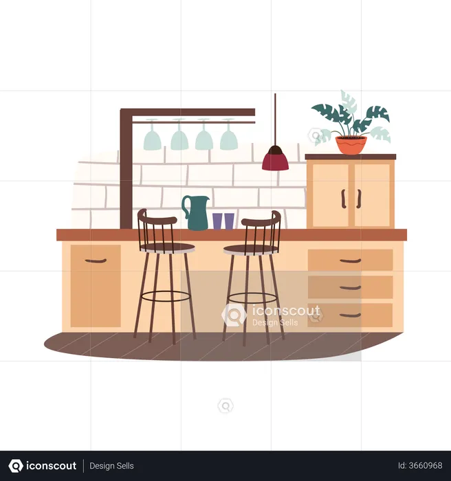 Intérieur de cuisine  Illustration