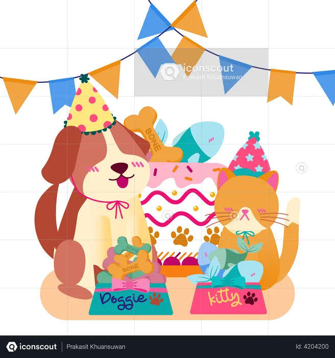 Cumpleaños de animales  Ilustración