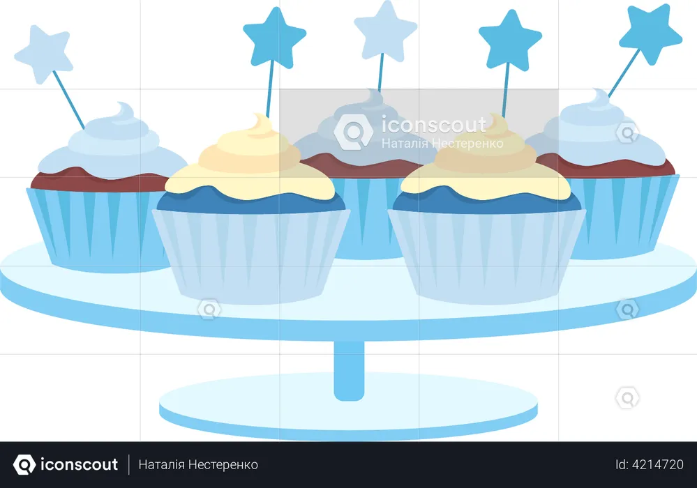 Cupcakes with whipped cream  Illustration