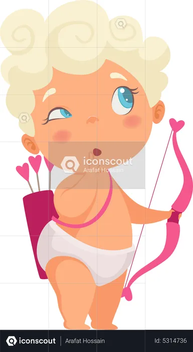 Cupid with bow and arrow  Illustration