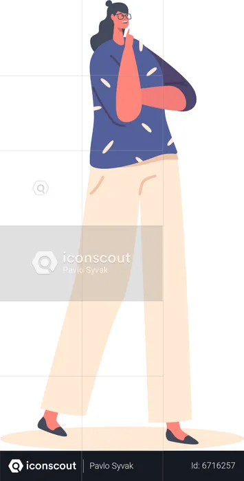 Curious female character standing  Illustration