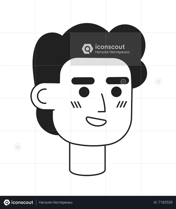 Curly hair caucasian man with bright smile  Illustration