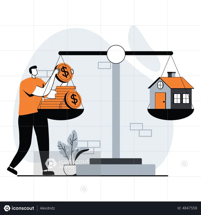 Currency and real estate balance  Illustration