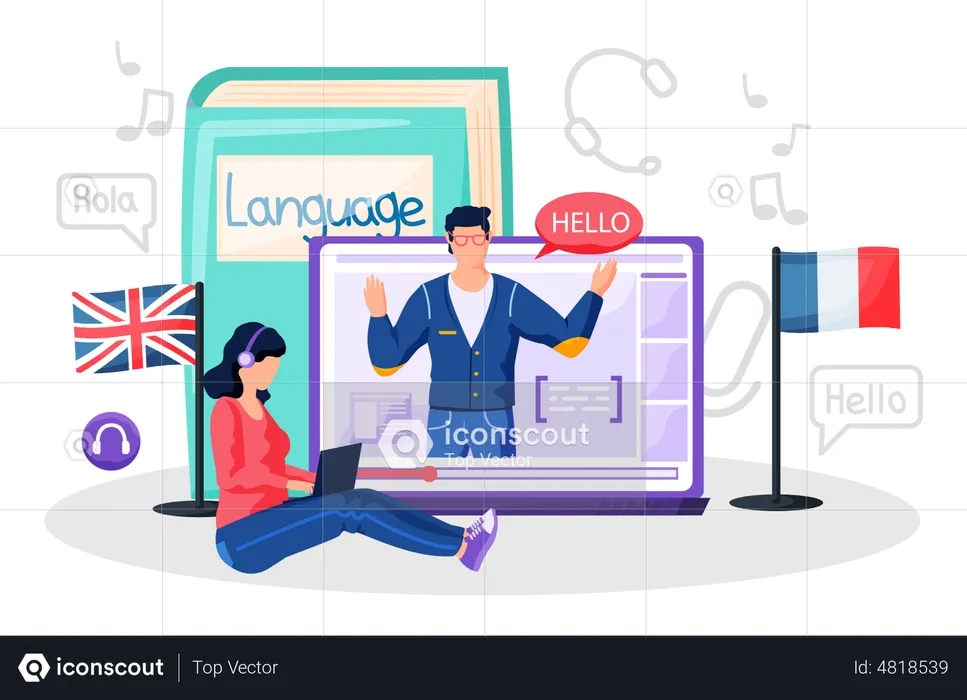 Cursos de idiomas on-line  Ilustração