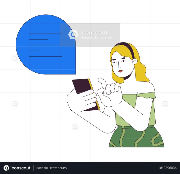 Curvy european woman talking in chat  Illustration