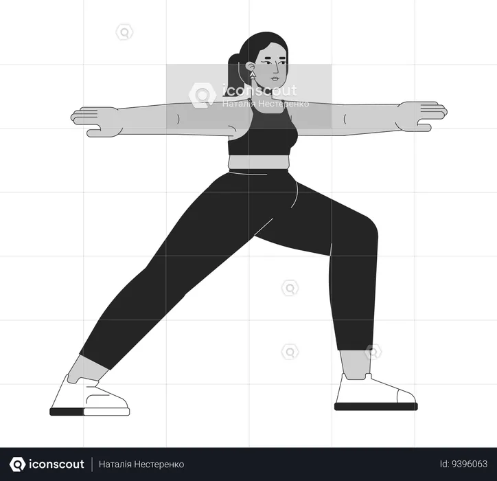 Curvy middle eastern woman practicing yoga  Illustration