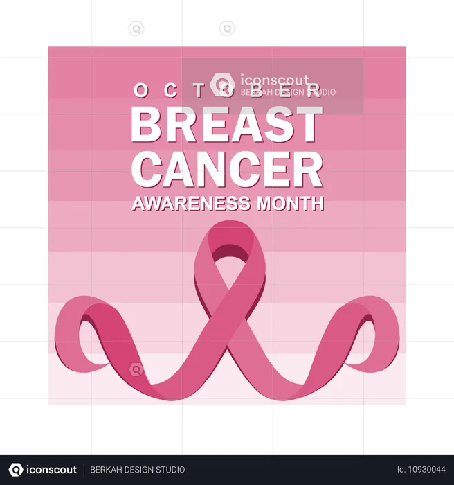 Curvy pink ribbon for Breast Cancer Awareness Day in October  Illustration