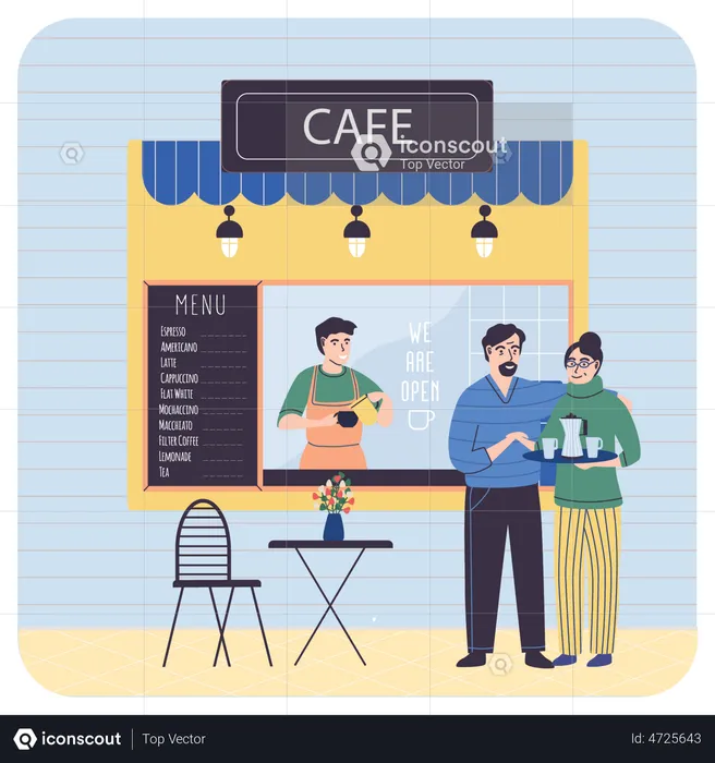 Customer buying coffee from cafe  Illustration