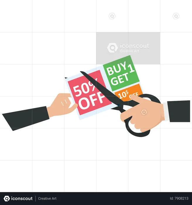 Customer clipping coupons  Illustration